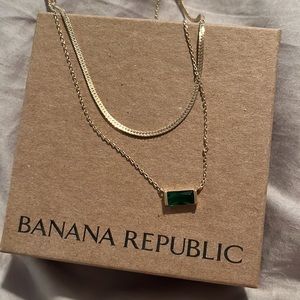 Banana Republic Cubic Zirconia Emerald Necklace